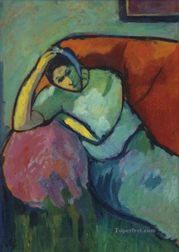 Abstracto famoso Painting - Mujer sentada Alexej von Jawlensky Expresionismo